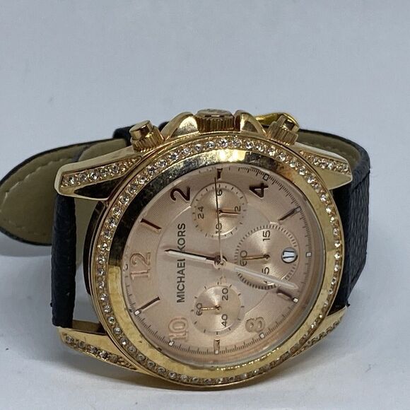 Michael Kors Blair MK5263 Women's Black Leather Analog Dial Quartz Watch EY188 - Picture 7 of 12